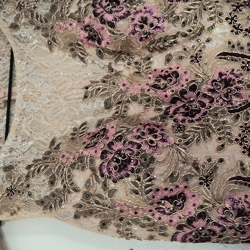 Elizabeth K GL2269  Elegant Beaded Lace Embroidery Floral Sleeveless Dress Sz Lg - Picture 3 of 17